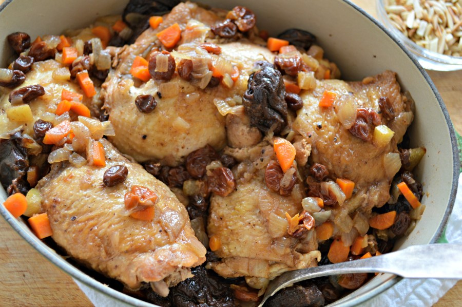 Chicken with Dried Fruit and Almonds for Passover - West of the Loop